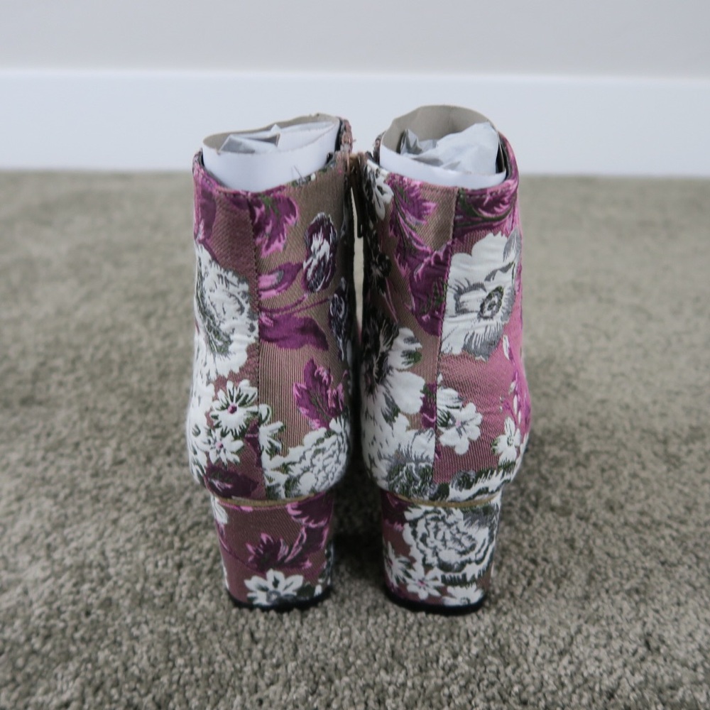 Mauve floral print ankle boots - Picture 3 of 4